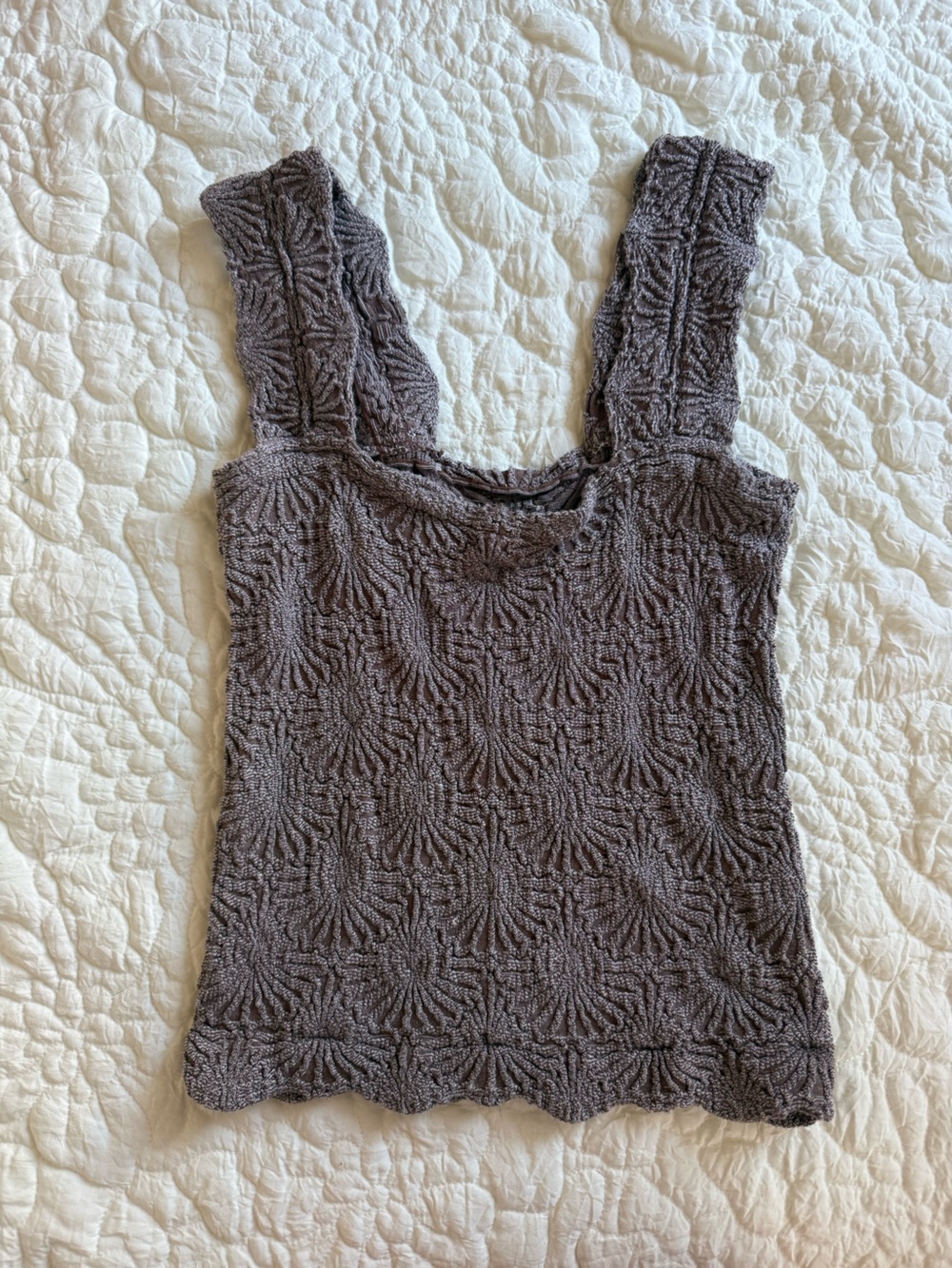 Textured Crochet Tank Camisole in Taupe